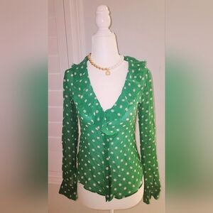 Green Polka Dot Blouse